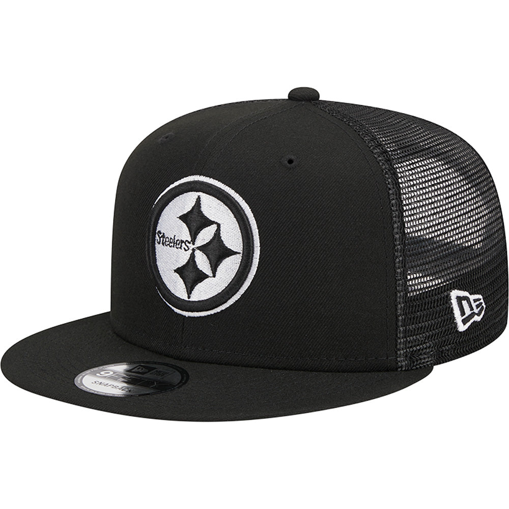 NFL Pittsburgh Steelers New Era Black &amp; White Trucker 9FIFTY Snapback