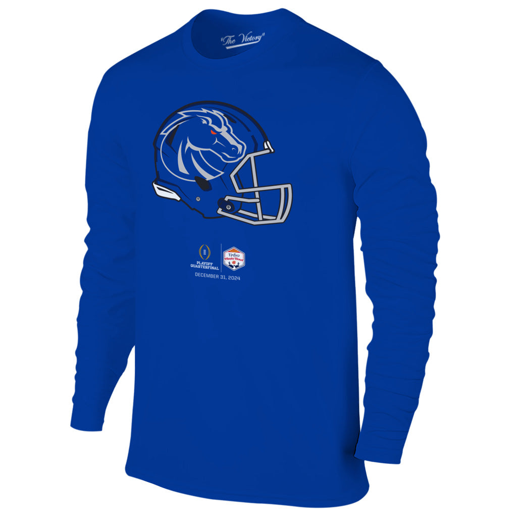 NCAA Boise State Broncos Retro Brand 2024 Fiesta Bowl Helmet Long Sleeve T-Shirt - Blue