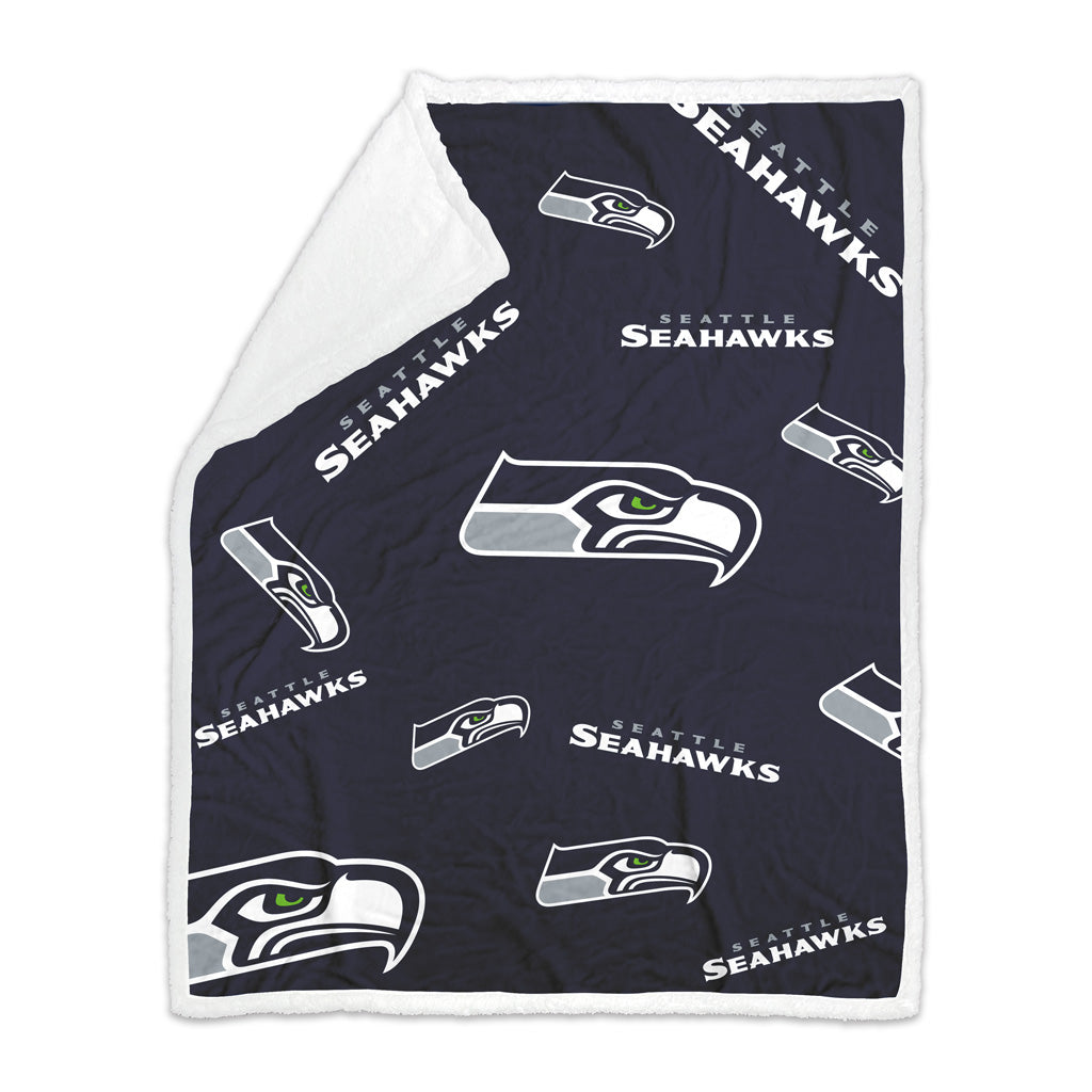 NFL Seattle Seahawks Logo Brands 50x60 Sherpa