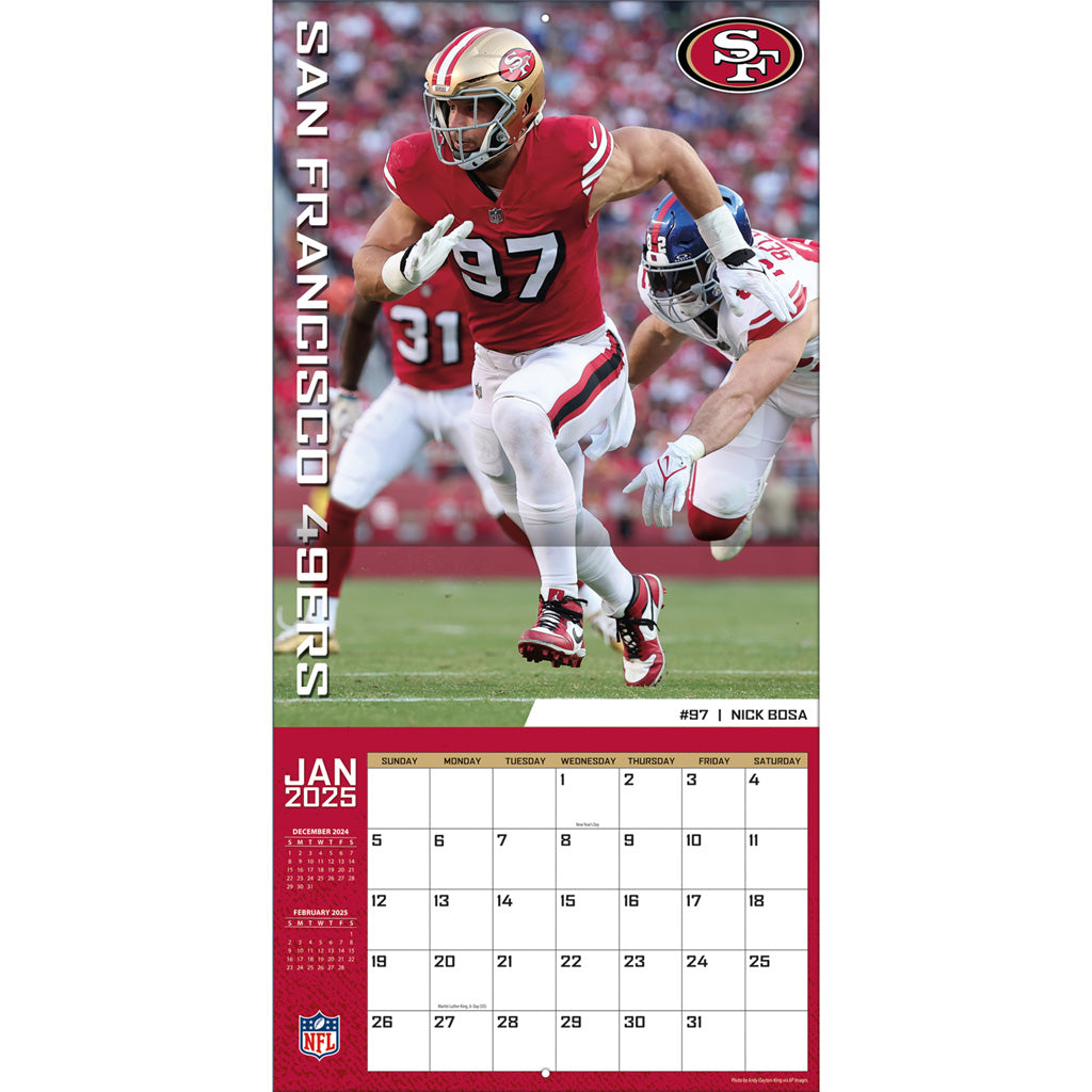 NFL San Francisco 49ers 2024-2025 12&quot; x 12&quot; Team Wall Calendar