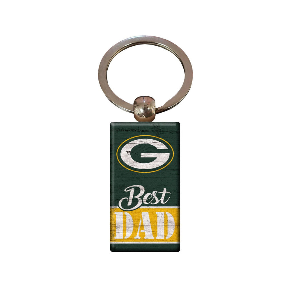 NFL Green Bay Packers Fan Creations Best Dad Wooden Keychain