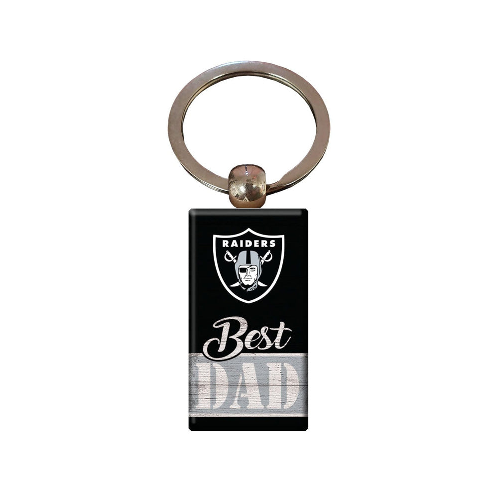 NFL Las Vegas Raiders Fan Creations Best Dad Wooden Keychain