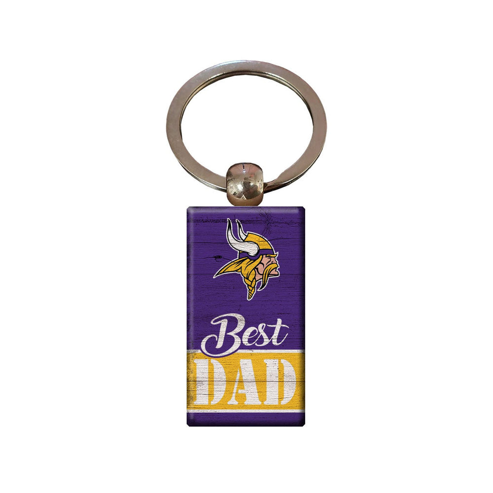 NFL Minnesota Vikings Fan Creations Best Dad Wooden Keychain