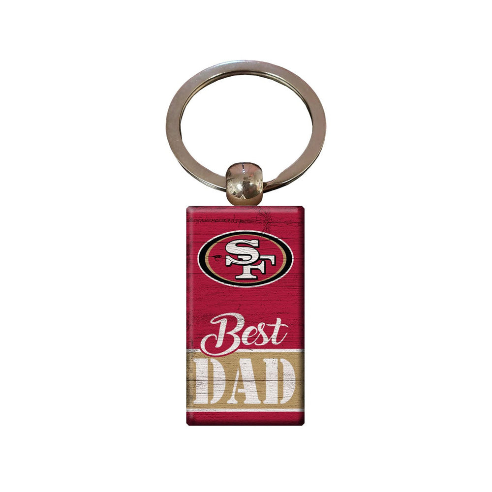 NFL San Francisco 49ers Fan Creations Best Dad Wooden Keychain