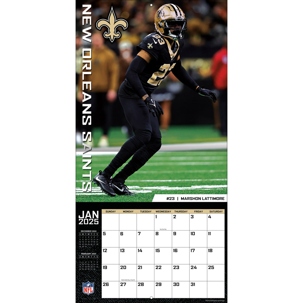 NFL New Orleans Saints 2024-2025 12&quot; x 12&quot; Team Wall Calendar