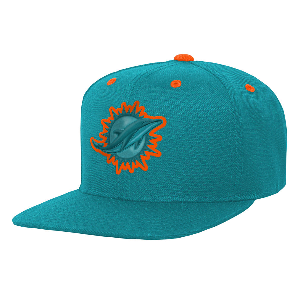 NFL Miami Dolphins Youth Outerstuff Team Color Pop Flatbrim Adjustable Snapback Hat